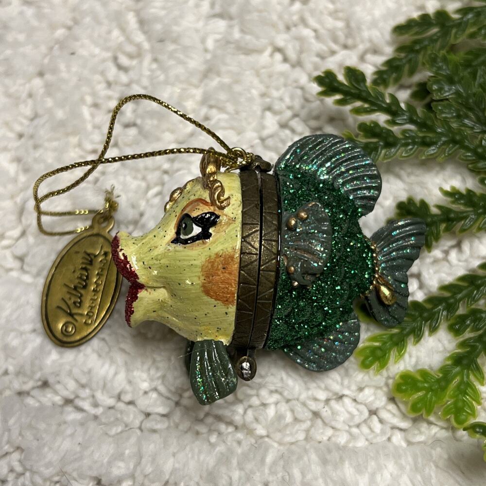 KATHERINE’S Collection KISSING FISH Christmas Ornament Hinged Trinket Box